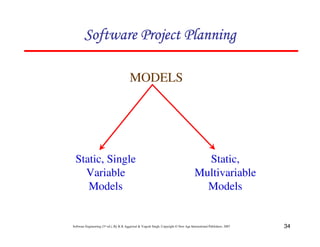 34
Software Engineering (3rd ed.), By K.K Aggarwal  Yogesh Singh, Copyright © New Age International Publishers, 2007
MODELS
Static, Single
Variable
Models
Static,
Multivariable
Models
123456789A72B8C49AD6EEFE
123456789A72B8C49AD6EEFE
123456789A72B8C49AD6EEFE
123456789A72B8C49AD6EEFE
 