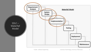 SDLC –
Waterfall
Model
IT1204 – Software Engineering Institute of Technology, University of Moratuwa 2
 