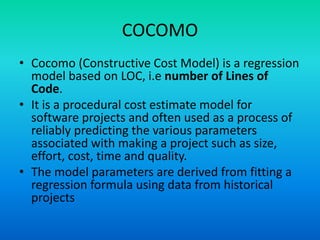 Software engineering 10 software cost estimation cocomo | PPT
