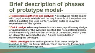 software development life cycle and SDLC Models - waterfall,prototype,iterative,evolutionary Development Models
