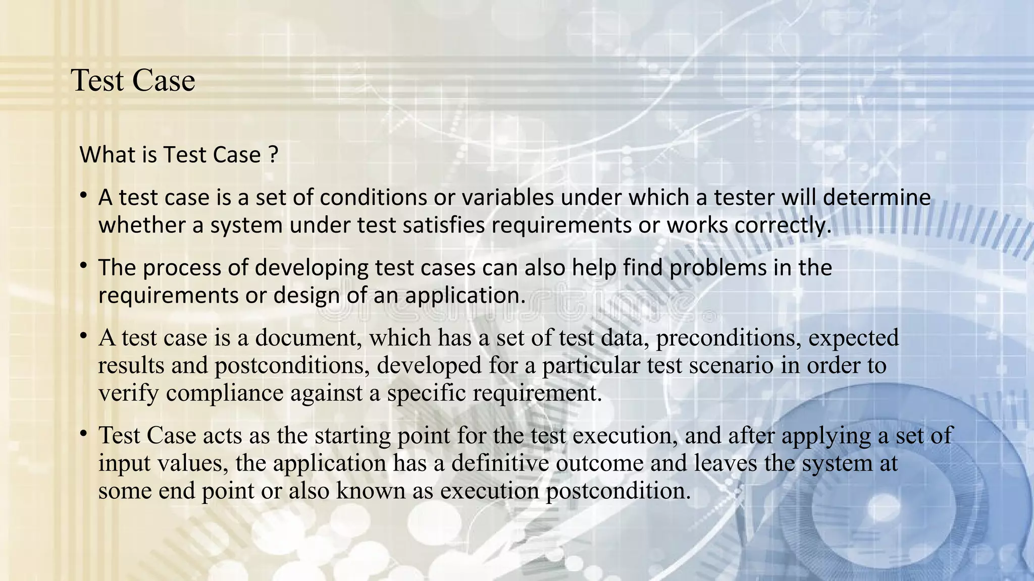 Software engineering Testing technique,test case,test suit design | PPT