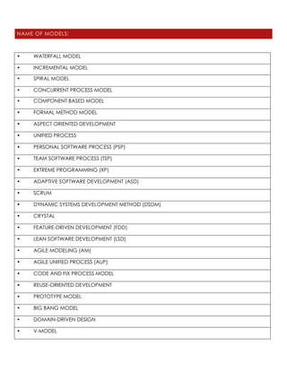 Software engineering 25 models details | DOCX