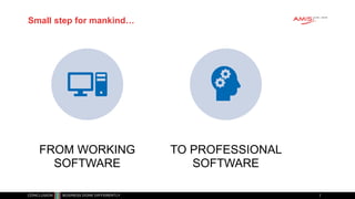 Small step for mankind…
FROM WORKING
SOFTWARE
TO PROFESSIONAL
SOFTWARE
 