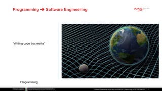 Programming  Software Engineering
Software Engineering as the Next Level Up from Programming | APAC GB Tour 2021
Programming
“Writing code that works”
3
 