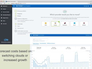 Forecast costs based on
switching clouds or
increased growth
 