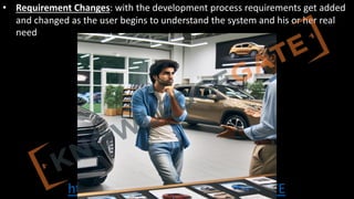 http://www.knowledgegate.in/GATE
• Requirement Changes: with the development process requirements get added
and changed as the user begins to understand the system and his or her real
need
 