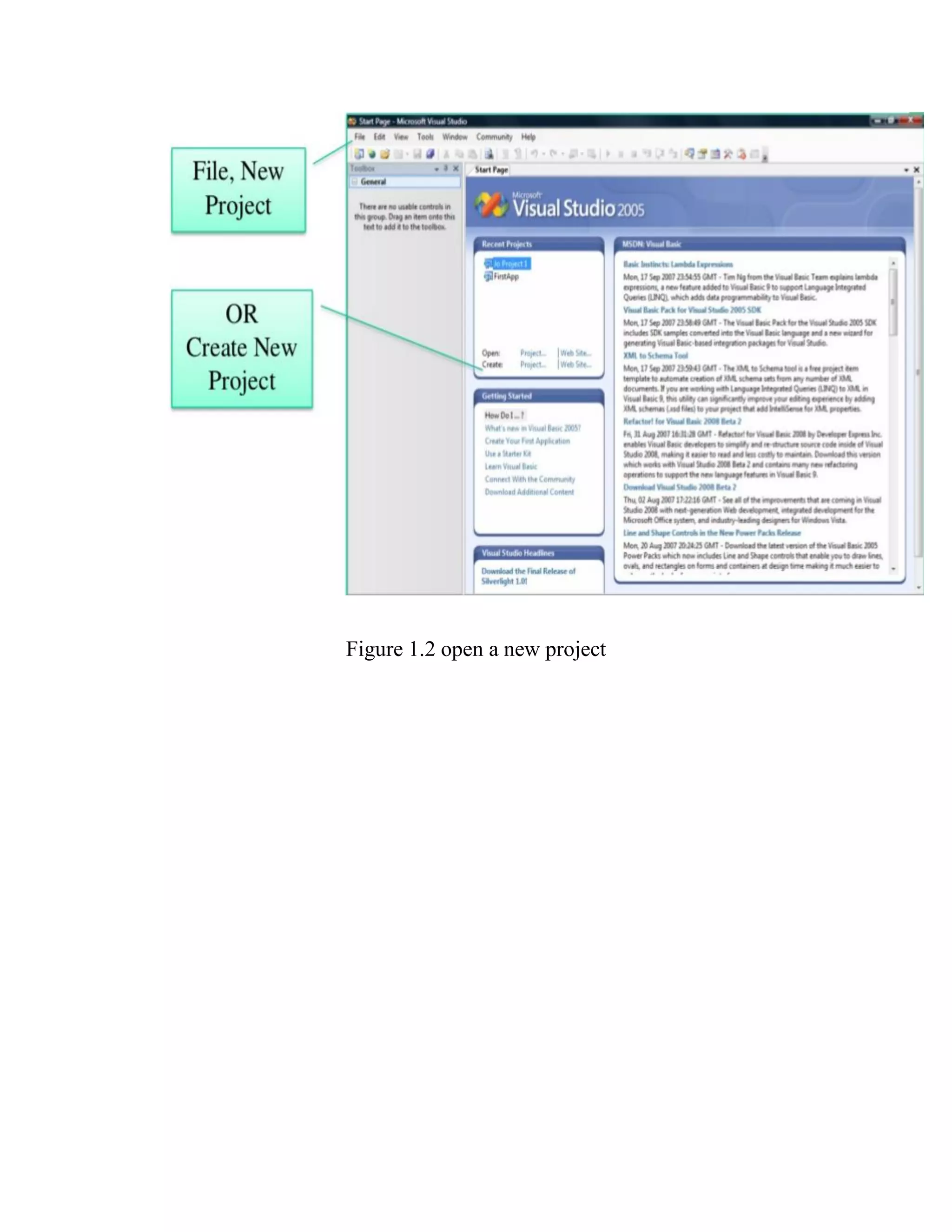 Figure 1.2 open a new project 