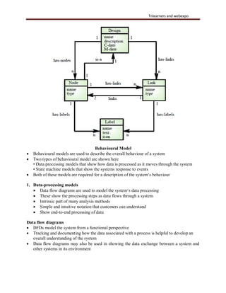Tnlearners and webexpo
Behavioural Model
• Behavioural models are used to describe the overall behaviour of a system
• Two...