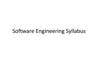 Software Engineering Syllabus 