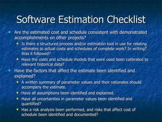 Software Estimation Checklist | PPT | Free Download