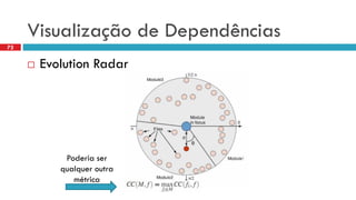 Visualização de Dependências 
EvolutionRadar 
Poderia ser qualquer outra métrica 
72  