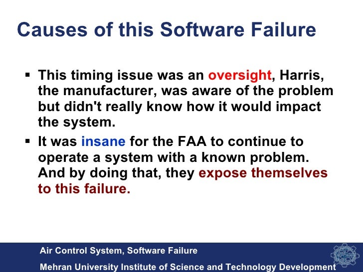 Software Failure Air Traffic Control System