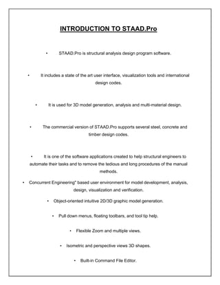 Software training report on AutoCAD and Staad Pro. Civil Engineering | PDF