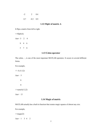 A complete introduction on matlab and matlab's projects | PDF