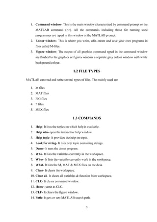 A complete introduction on matlab and matlab's projects | PDF