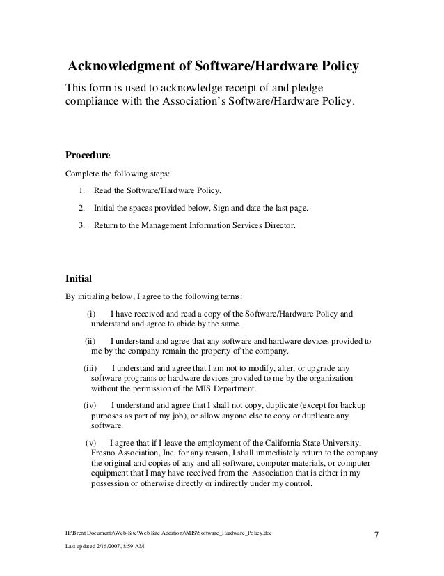 Software hardware policy