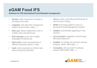 Software for IFS International Food Standard management eGAM