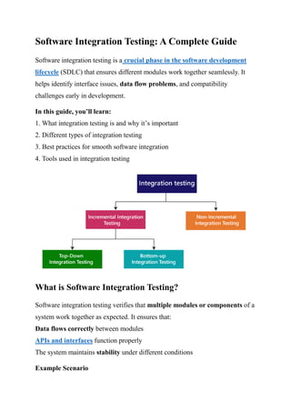 Software Integration Testing: A Complete Guide | PDF