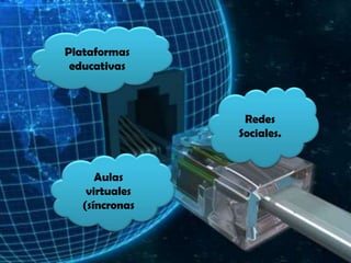 Plataformas
 educativas



                 Redes
                Sociales.


      Aulas
    virtuales
   (síncronas
 