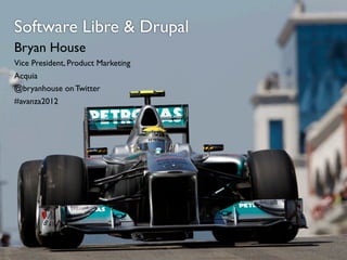 Software Libre & Drupal
Bryan House
Vice President, Product Marketing
Acquia
@bryanhouse on Twitter
#avanza2012
 