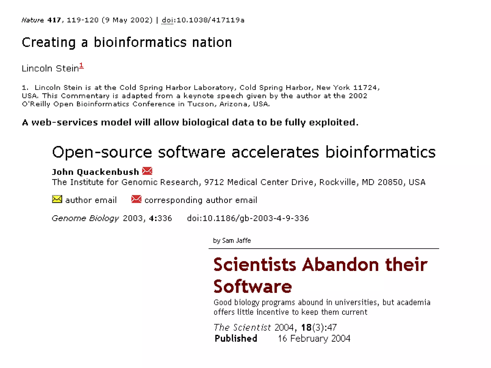 Free software and bioinformatics
