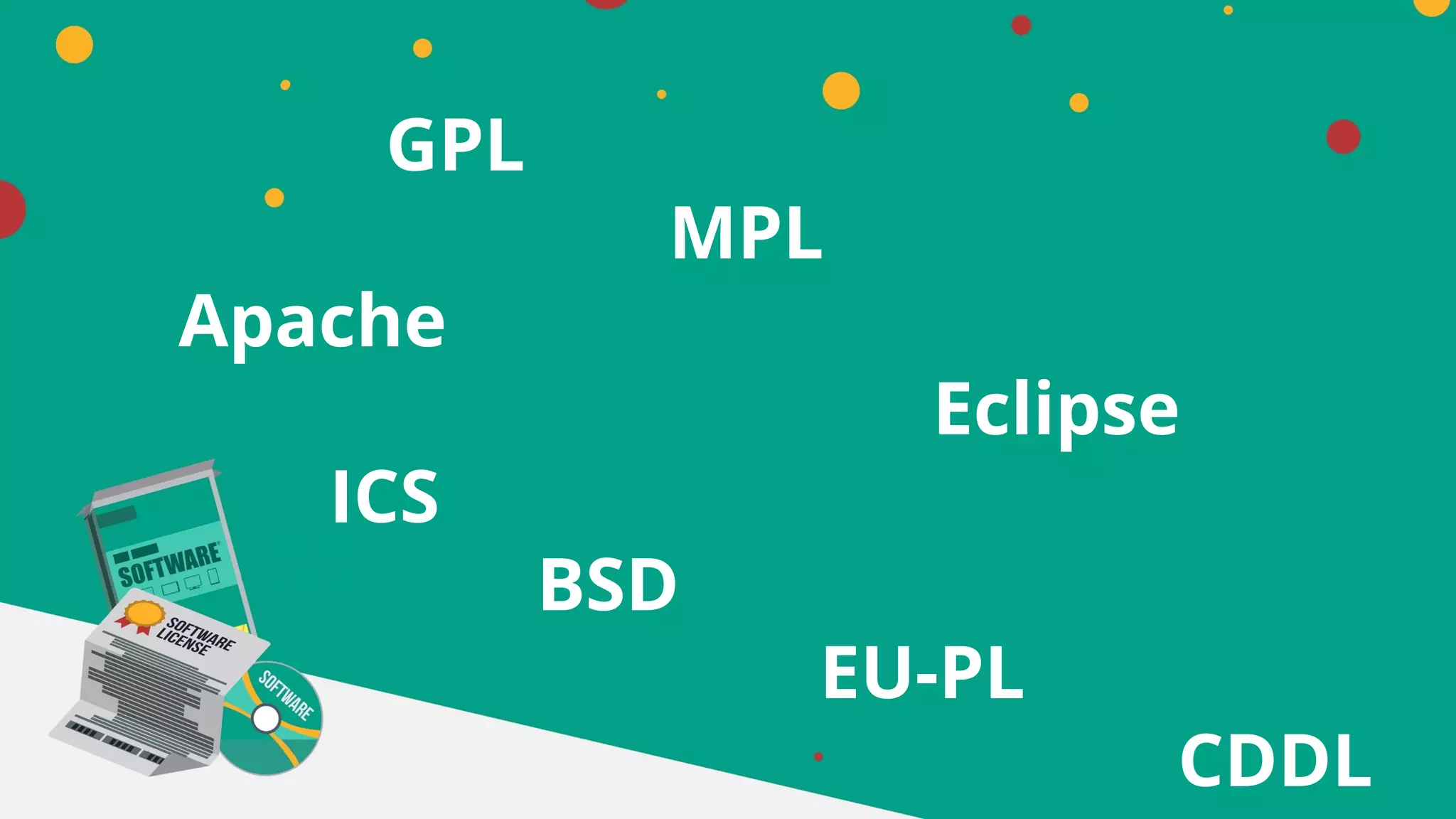 GPL
MPL
Apache
Eclipse
ICS
BSD
EU-PL
CDDL
 