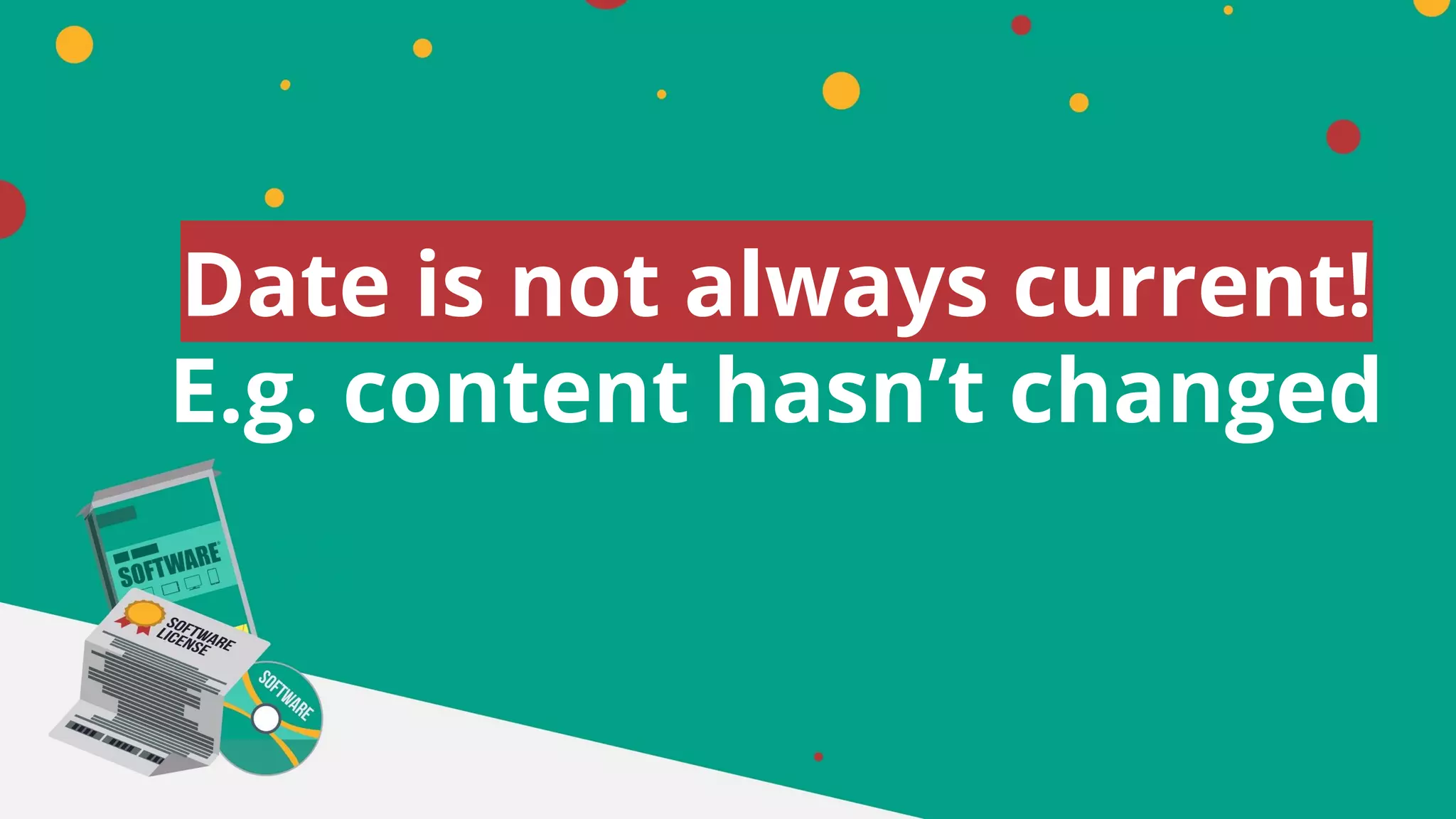 Date is not always current!
E.g. content hasn’t changed
 