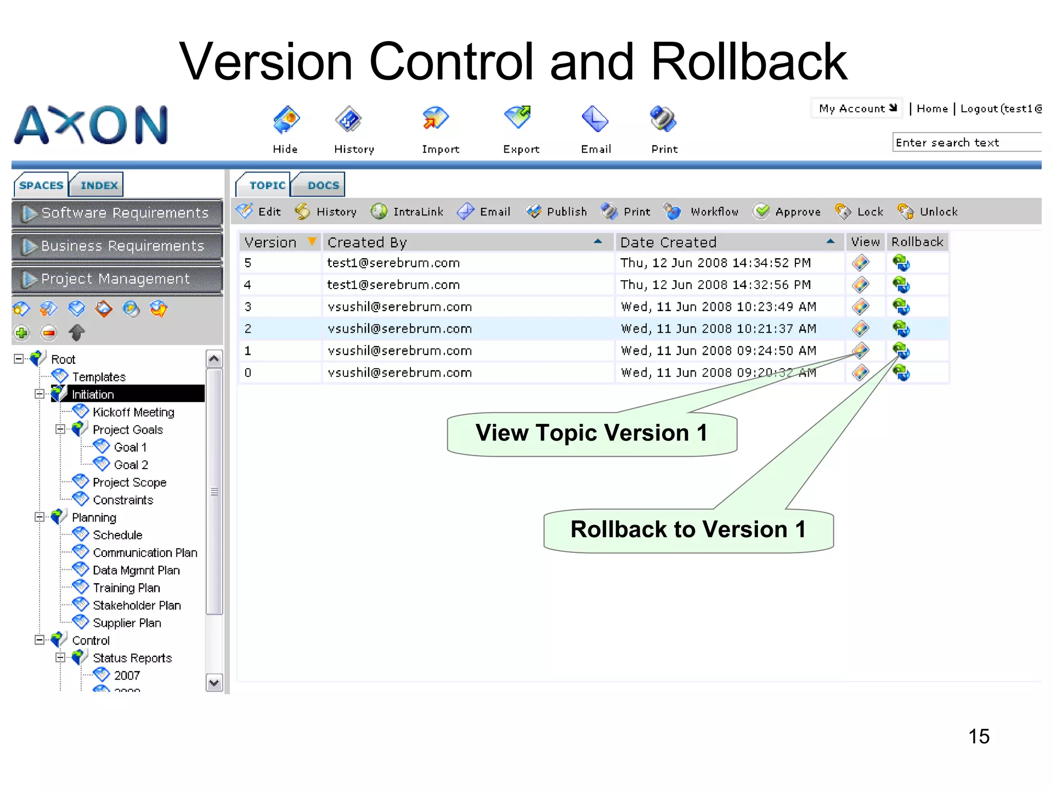 View Topic Version 1 Rollback to Version 1 Version Control and Rollback 