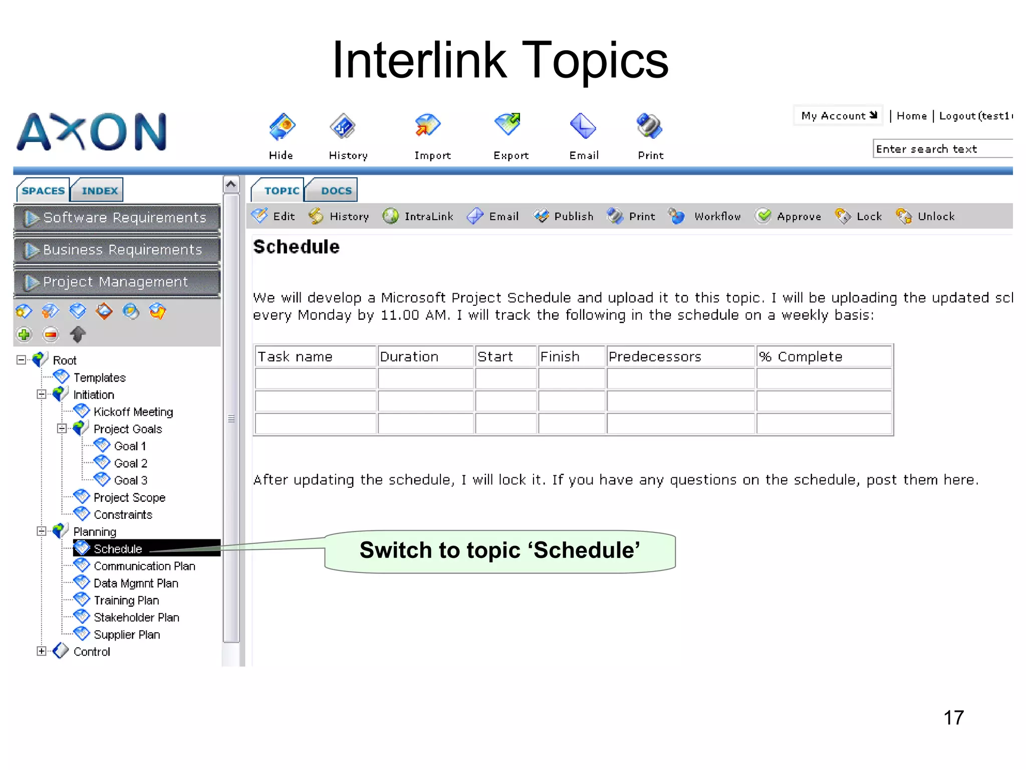 Switch to topic ‘Schedule’ Interlink Topics 