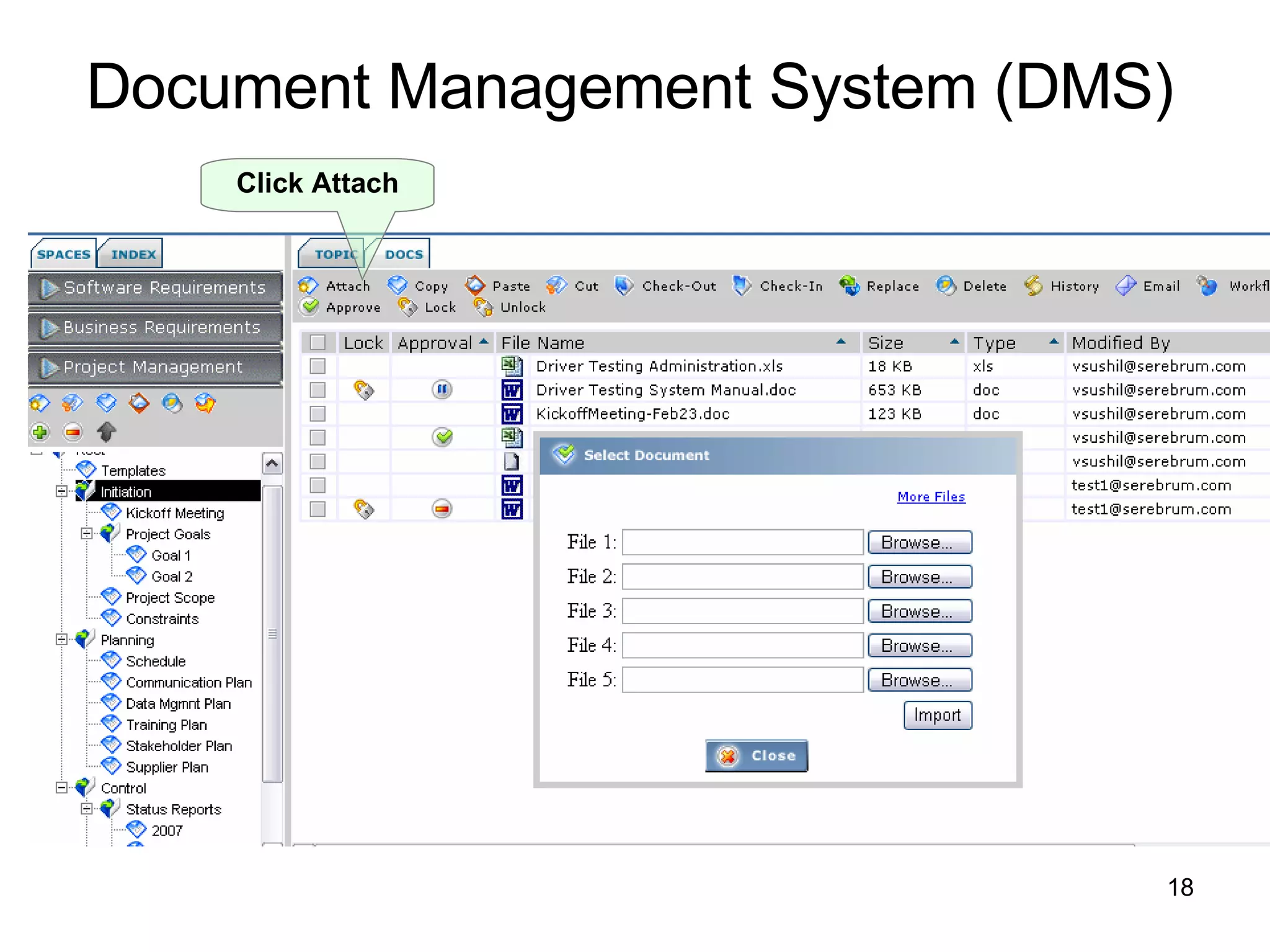 Document Management System (DMS) Click Attach 