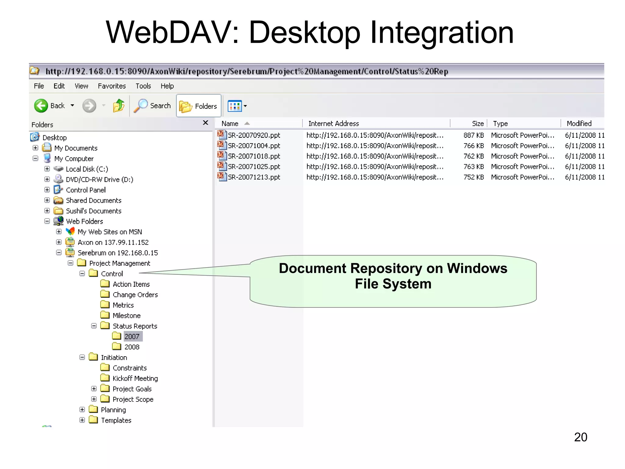 WebDAV: Desktop Integration Document Repository on Windows File System 