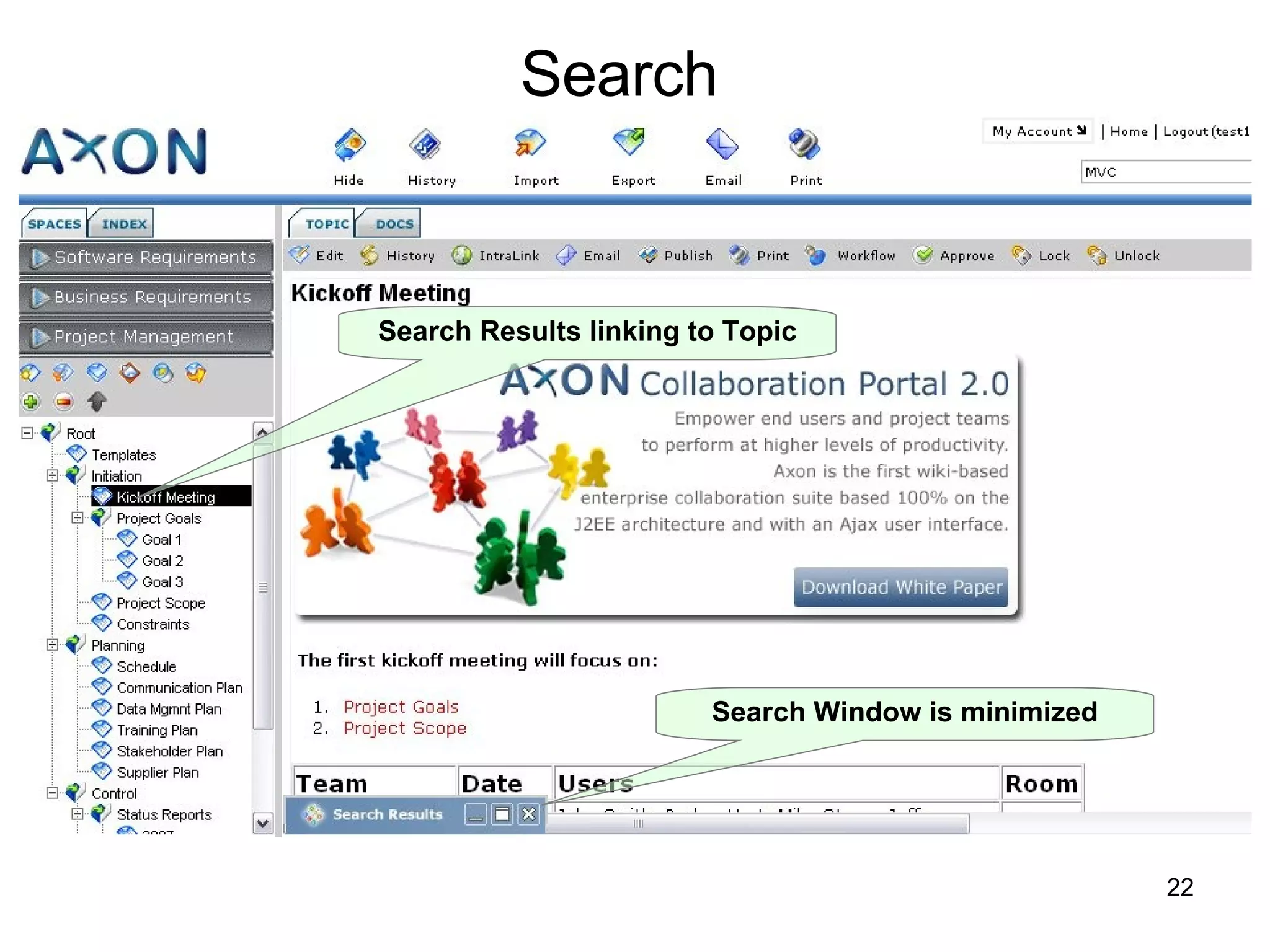Search Results linking to Topic Search Window is minimized Search 