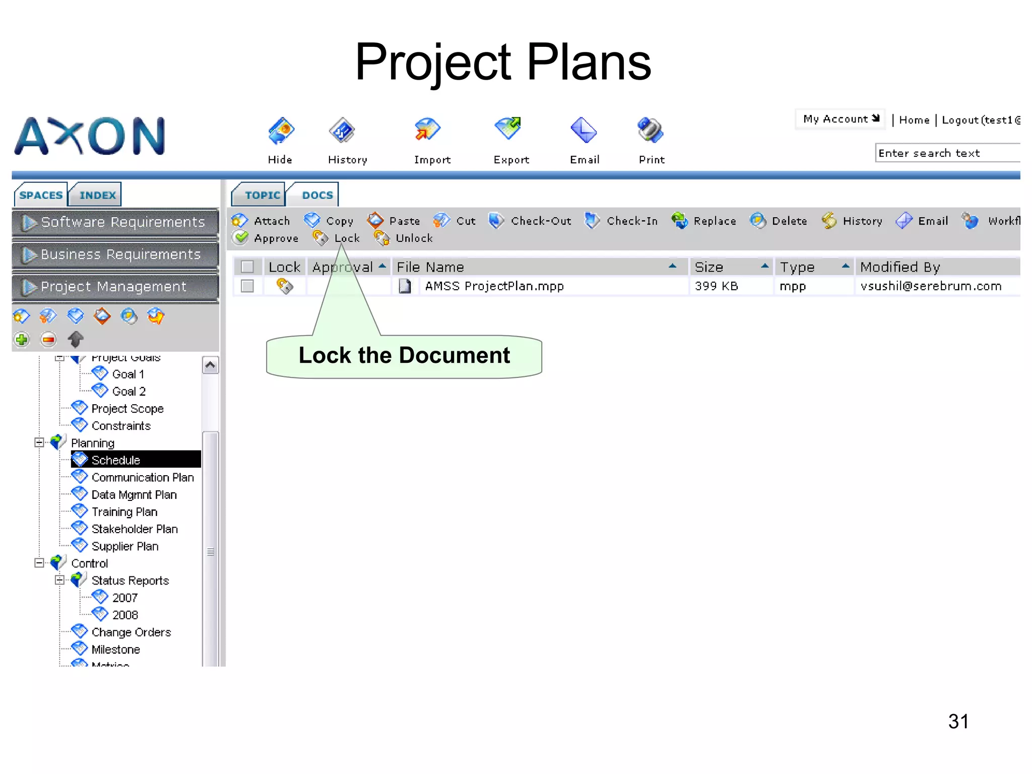 Lock the Document Project Plans 