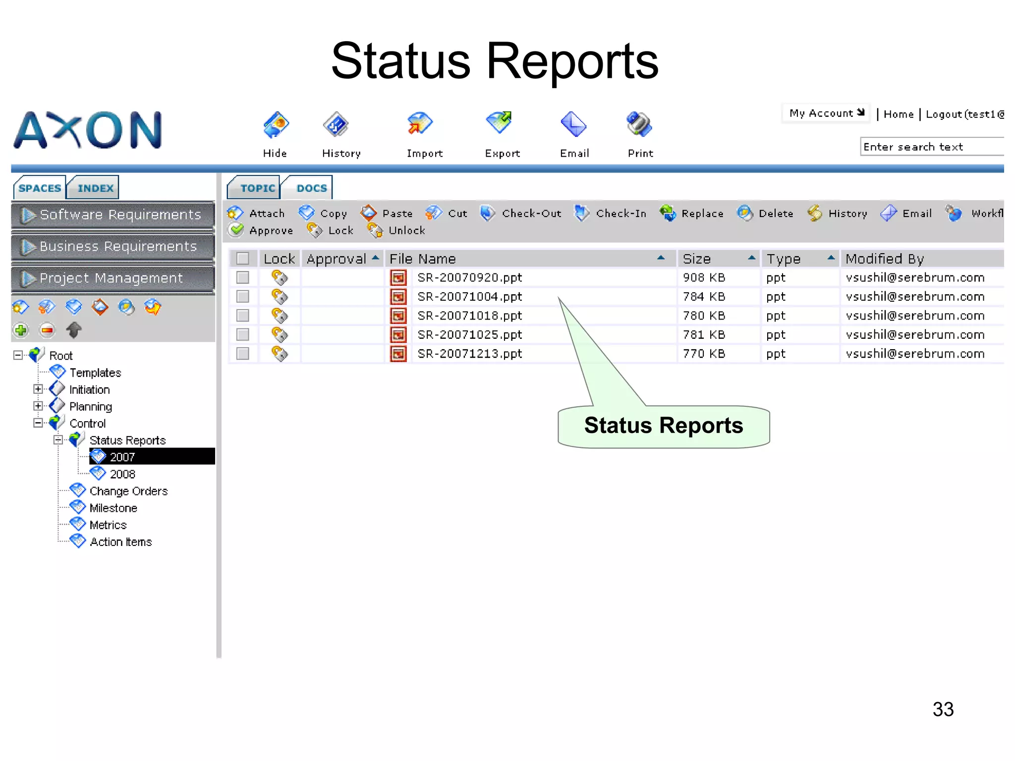 Status Reports Status Reports 