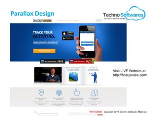 Copyright 2014. Techno Softwares Malaysia
Parallax Design
Your Total IT Solutions Provider
Visit LIVE Website at:
http://floatynotes.com/
 