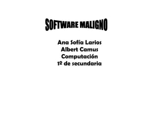 Ana Sofía Larios Albert Camus Computación 1º de secundaria SOFTWARE MALIGNO 