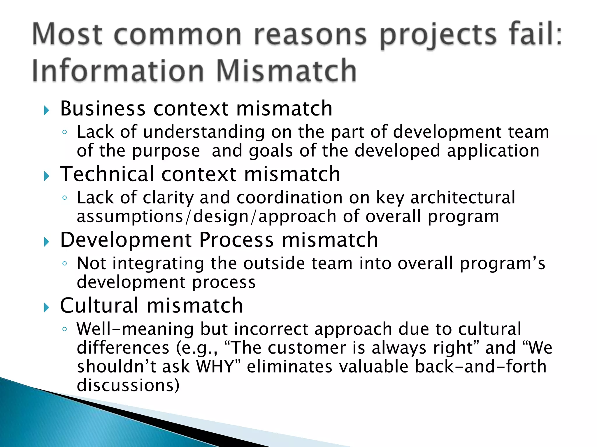 Sitrus / AMC Bridge is a U.S.-based software engineering outsourcing firm, with >100 developers in Ukraine.  Over the past decade we have carried out dozens of projects for both established firms and many start-ups (CAD/CAM, SaaS business apps, social network sites).The observations and recommendations in this talk are based on our and our partners’ experiences in carrying out these projects.Background