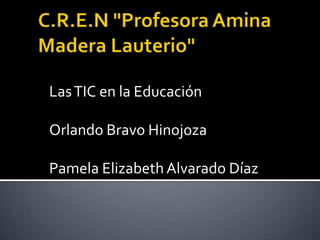 Las TIC en la Educación
Orlando Bravo Hinojoza
Pamela Elizabeth Alvarado Díaz

 