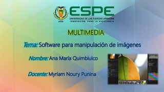 MULTIMEDIA
Tema: Software para manipulación de imágenes
Nombre: Ana María Quimbiulco
Docente: Myriam Noury Punina
 