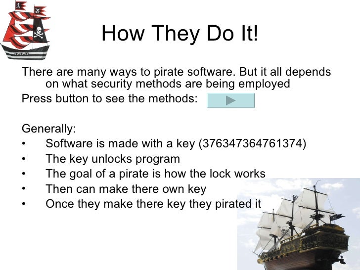 software piracy and cracking Software piracy is the unauthorized copying or distribution of copyrighted software this can be done by copying, sharing, reverse engineering or, in general, by. software piracy and cracking Software piracy is the unauthorized copying or distribution of copyrighted software this can be done by copying, sharing, reverse engineering or, in general, by.
