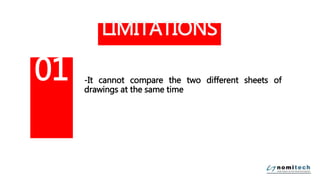 LIMITATIONS
-It cannot compare the two different sheets of
drawings at the same time
01
 
