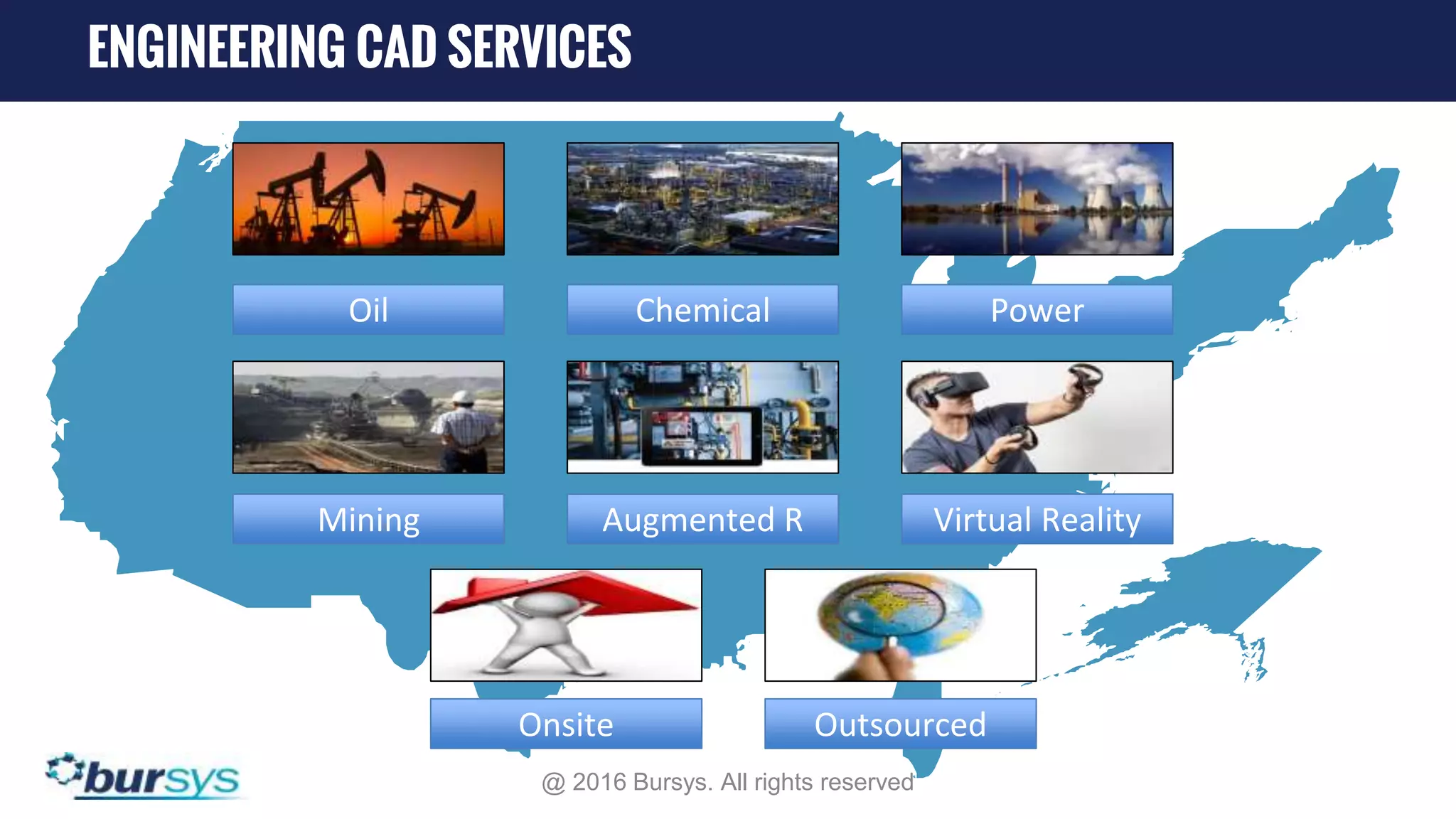 Oil Chemical Power Virtual RealityAugmented RMining Onsite Outsourced ENGINEERING CAD SERVICES @ 2016 Bursys. All rights reserved 