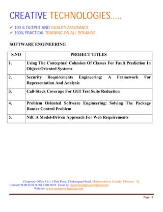 IEEE 2011 SOFTWARE PROJECTS | PDF | Internet | Computing