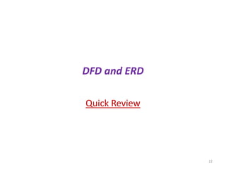 DFD and ERD
Quick Review
22
 