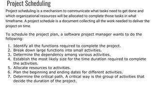 Project Scheduling Intro Software project scheduling | PPTX
