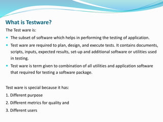 Test Ware Software Software Quality Assurance training by QuontraSolutions | PPTX