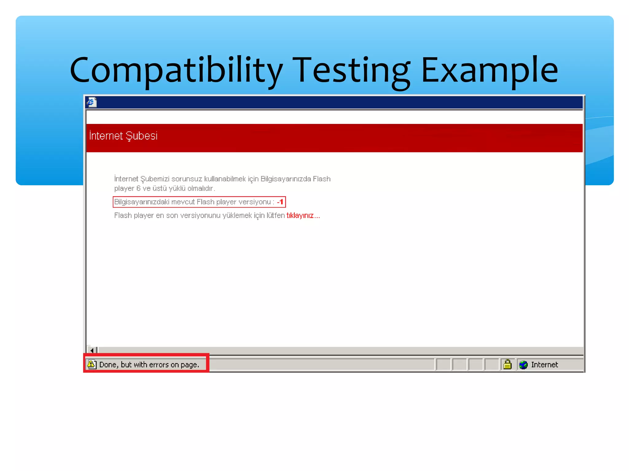 Compatibility Testing Example 