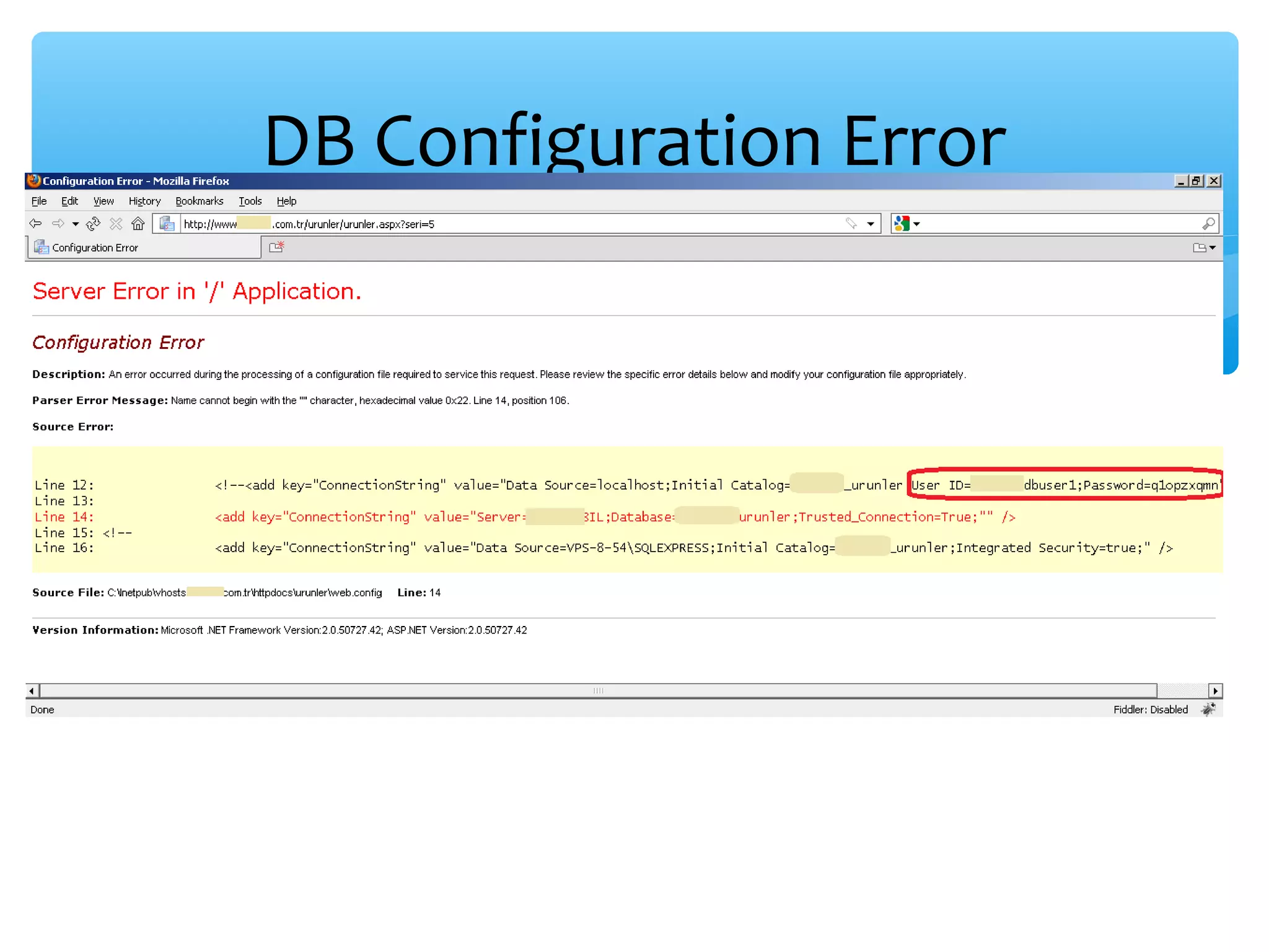 DB Configuration Error 
