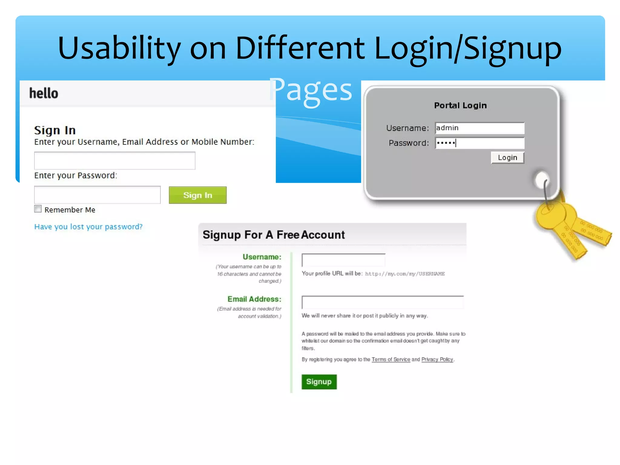 Usability on Different Login/Signup Pages 