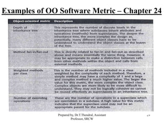29
Examples of OO Software Metric – Chapter 24
Prepared by, Dr.T.Thendral, Assistant
Professor, SRCW
 